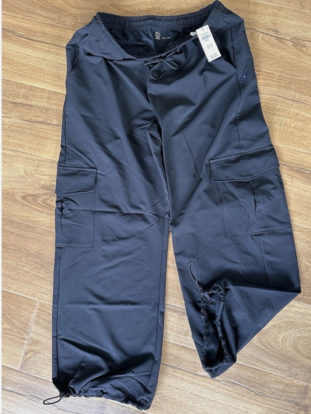 Gilly Hicks Black Cargo Jogger Pants with Drawstring Hems